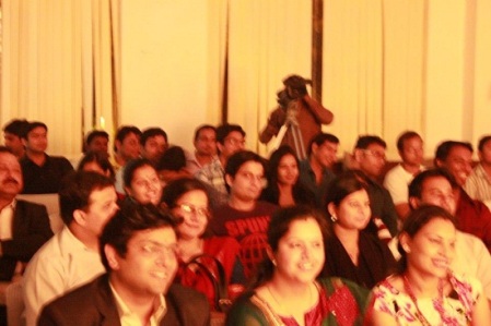 audience watching comedy show in Delhi